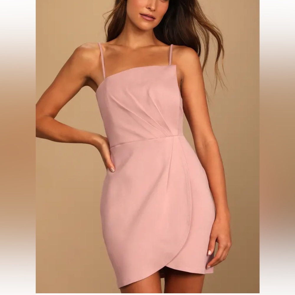 Lulus Drinks On Me Mauve Pink Sleeveless Pleated Bodycon Dress